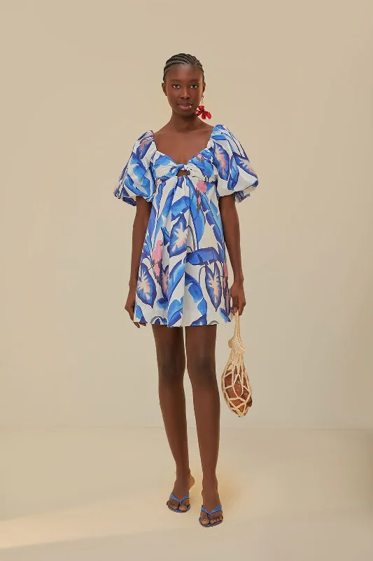 Off-White Blue Foliage Mini Dress Women's mini dresses
