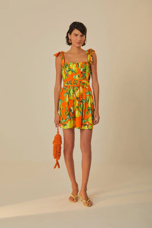 Orange Chic Pears Organic Cotton Mini Dress Satin mini dresses