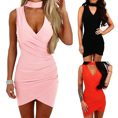 Women Fashion Sleeveless Sexy Mini Dresses Spring mini dresses