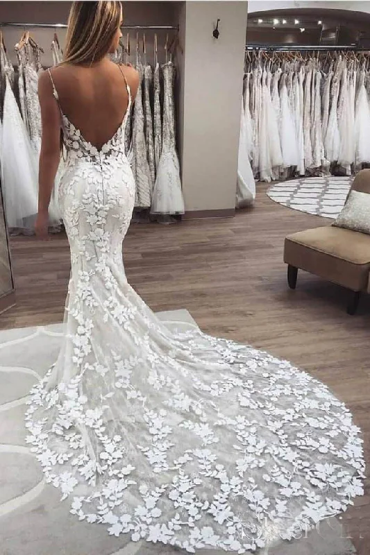 Vintage Spaghetti Strap Mermaid Lace Appliques Wedding Dress Boho Bridal Dress N1501 Beautiful Lace Gown Vintage Spaghetti Strap Mermaid Lace Appliques Wedding Dress Boho Bridal Dress N1501 Beautiful Lace Gown