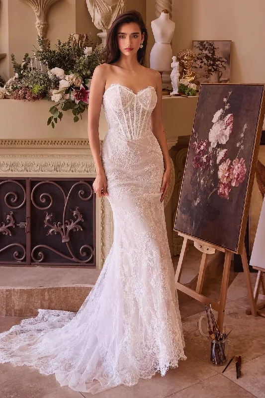 Andrea And Leo -WL044 Strapless Laced Layered Tulle Dress Beaded Bridal Gown