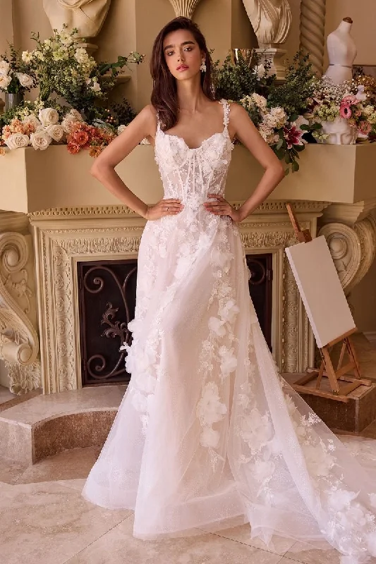 Andrea And Leo -WL045 Floral Applique A-Line Tulle Bridal Dress Satin Lace Gown