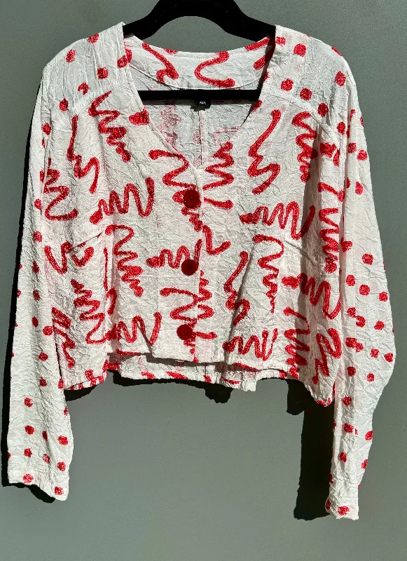 Crop Jacket Red Squiggle Women's short jackets