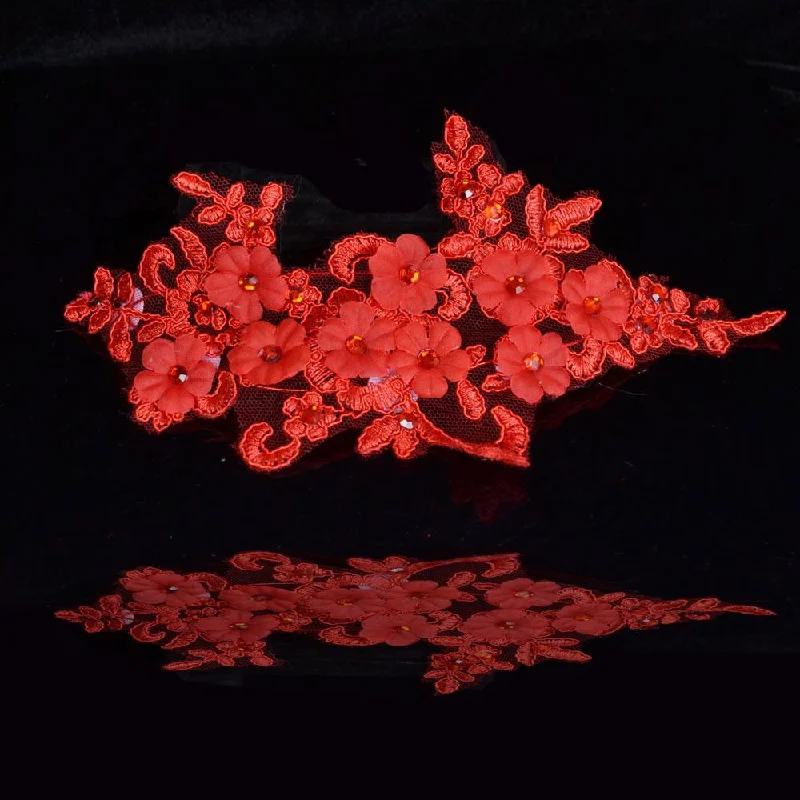 Fashion Bride Wedding Dress Decoration Red Flower Hair Jewelry Sleek Wedding Dress