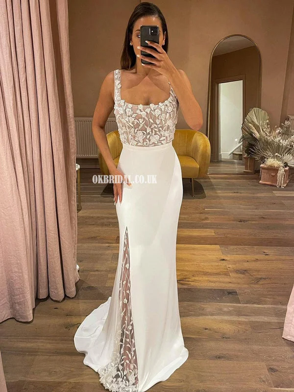 Gorgeous Scoop Neck Mermaid Lace Backless Sexy Wedding Dresses, FC6035 Glamorous Wedding Dress