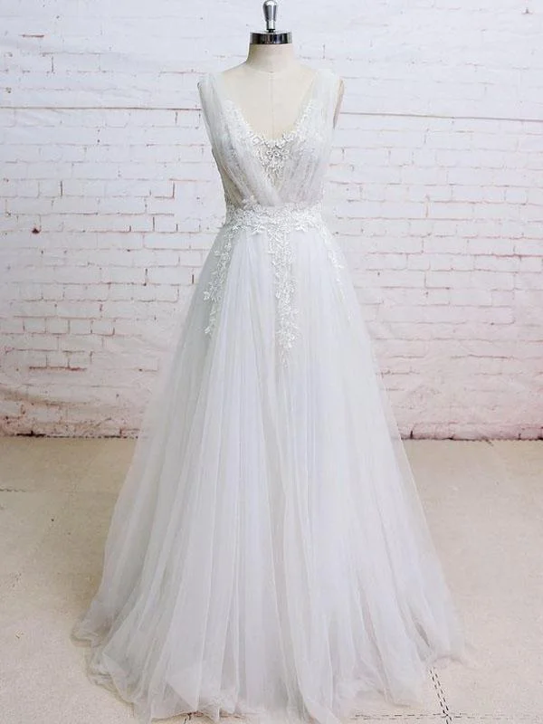 V Neck Sexy See Through Unique Lace Cheap Dresses For Wedding, WD396 Beaded Lace Wedding