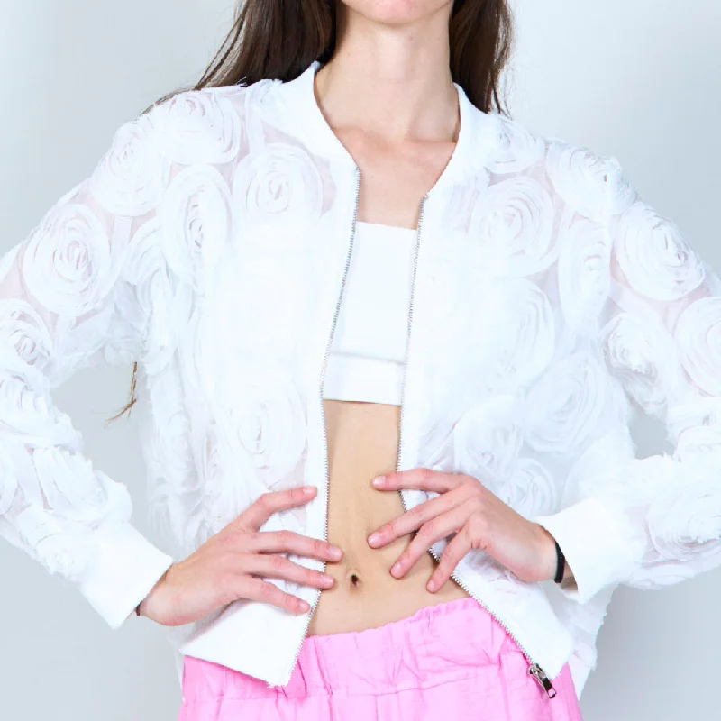 Floral embossed bomber jacket wholesale Women's vintage jackets