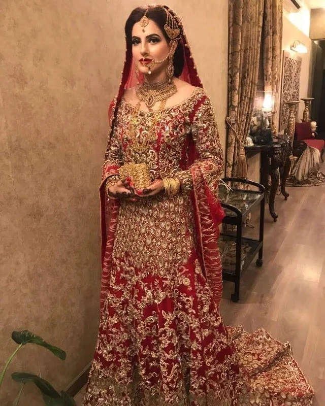 Pakistani Bridal Maxi Fresh Red Fershi Long Tail Cut 2019 # B1921 Best maxi dresses for petites