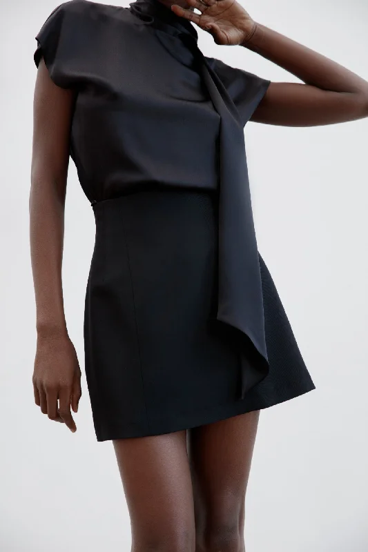 Nolita Mini Skirt - Noir Ripped Mini Denim Skirt