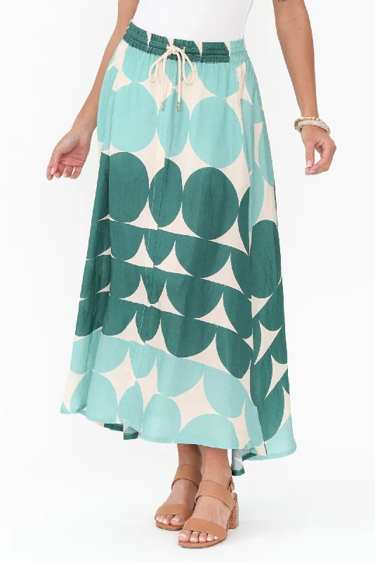 Domino Aqua Spot Linen Blend Skirt High-waisted unclassified skirts