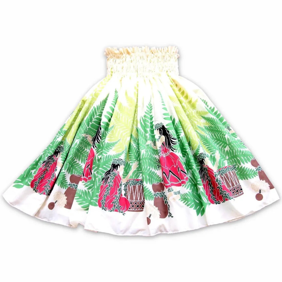 Halau Cream Single Pa'u Hawaiian Hula Skirt Ruched unclassified skirts