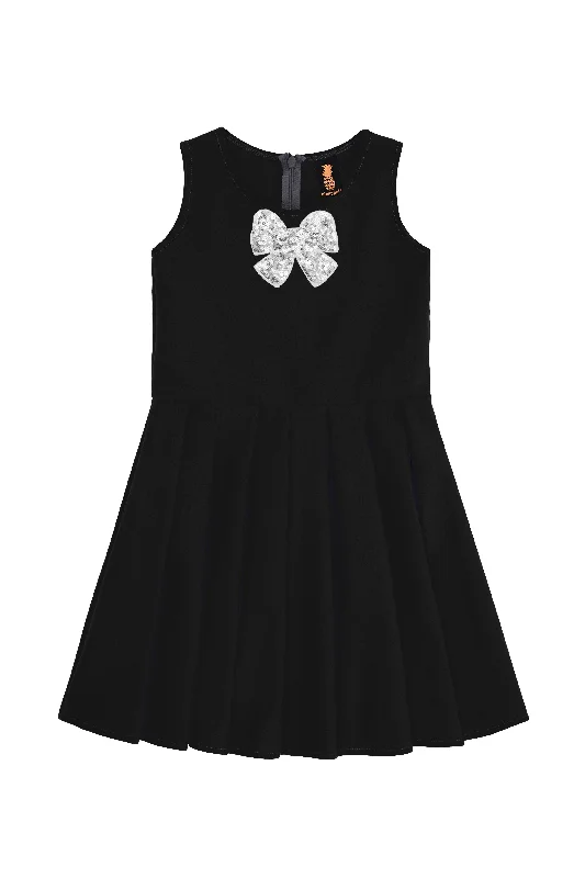 Onyx Black Fancy Fit & Flare Skater Christmas Party Dress - Girls Cocktail party dresses