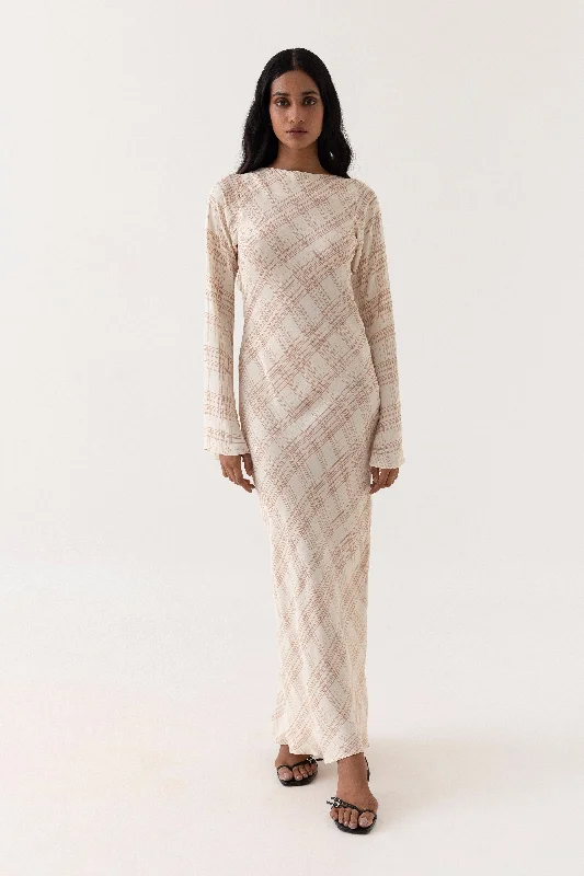 Amalfi Dress - Almond Checks Tulle unclassified dresses