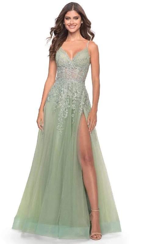 La Femme 31393 - Sweetheart Floral Applique Long Prom Dress Cheap floral dresses