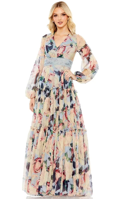 Mac Duggal 11401 - Long Sleeve Floral Long Dress Lace floral dresses