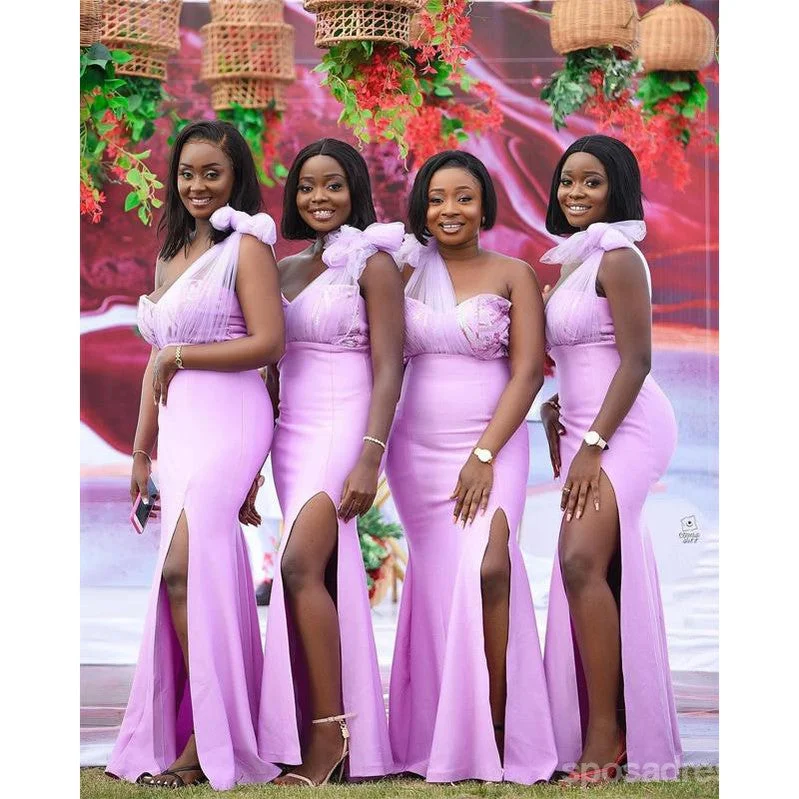 Pink Mermaid One Shoulder High Slit Lace Applique Bridesmaid Dressing Online,WG1070 Lace Detail Dress Pink Mermaid One Shoulder High Slit Lace Applique Bridesmaid Dressing Online,WG1070 Lace Detail Dress