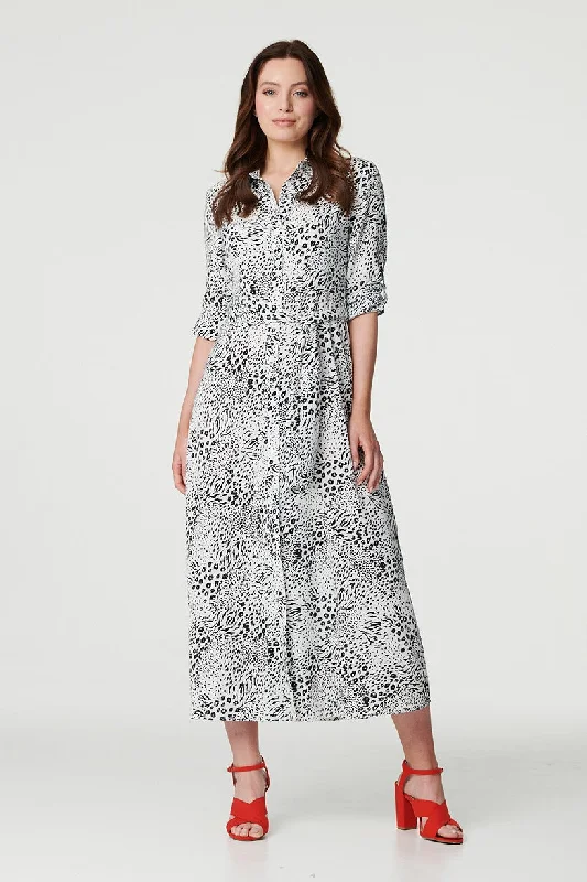 Animal Print Collared Shirt Dress Shirt Dress Style